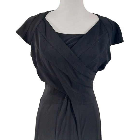 JONES WEAR DRESS! BLACK DRAPEY, FLOWING STRETCH KNIT CRISS-CROSS DRESS! SZ 12 - Picture 3 of 10